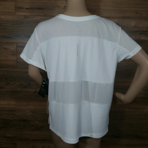 NWT Nike Running Dri Fit White Mesh Tee Shirt - Picture 4 of 5